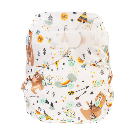Blümchen Eco Shell 2in1 Überhose mit Klettverschluss, One Size (3–16 kg) im Design Mama Bär
