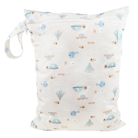 Blümchen einfache Nasstasche (Wetbag) Gr. M (41 × 29 cm) – im Design Cozy Pelikan
