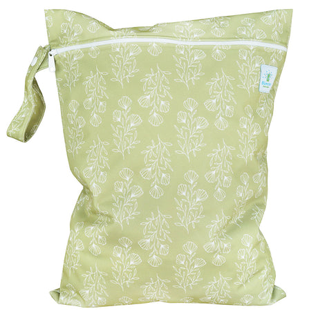 Blümchen einfache Nasstasche (Wetbag) Gr. M (41 × 29 cm) – im Design Moosgrün