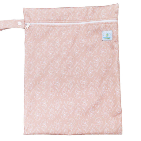 Blümchen einfache Nasstasche (Wetbag) Gr. M (41 × 29 cm) – im Design Rosenholz