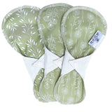 Blümchen auslaufsichere Stoffbinde Floral Grün aus Hanf und Bambus, 3 Stück