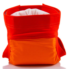 Culla di Teby „Soft Touch“ Überhose und Schwimmwindel im Design Orange, von vorn
