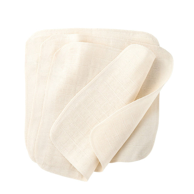 Disana Mull-Waschlappen aus Bio-Baumwolle, mehrere naturfarbene Tücher 25 x 25 cm aufgefächert