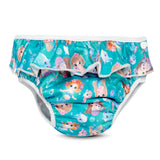 Doodush waschbare Schwimmwindel Größe L (9–12 kg) im Design Turquoise Mermaid mit Rüschen