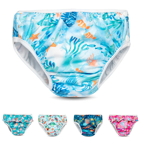 Doodush waschbare Schwimmwindeln Größe XL (12–16 kg) – Übersicht der fünf Designs