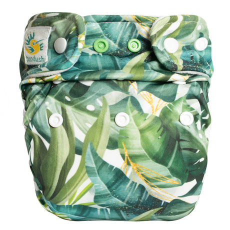 Doodush Überhose V2.0 mit Laschen im Design Green Leaves (Blätter), Größe One Size
