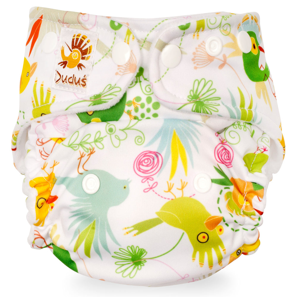 Doodush Überhose V2.0 mit Laschen im Design Pistachio (Vögel), Größe One Size