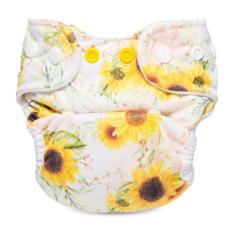 Doodush Überhose V2.0 mit Laschen im Design Sunflowers (Sonnenblumen), Größe Newborn