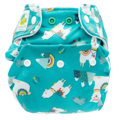 Doodush Überhose V2.0 mit Laschen im Design Turquoise Llamas (Türkise Lamas), Größe One Size