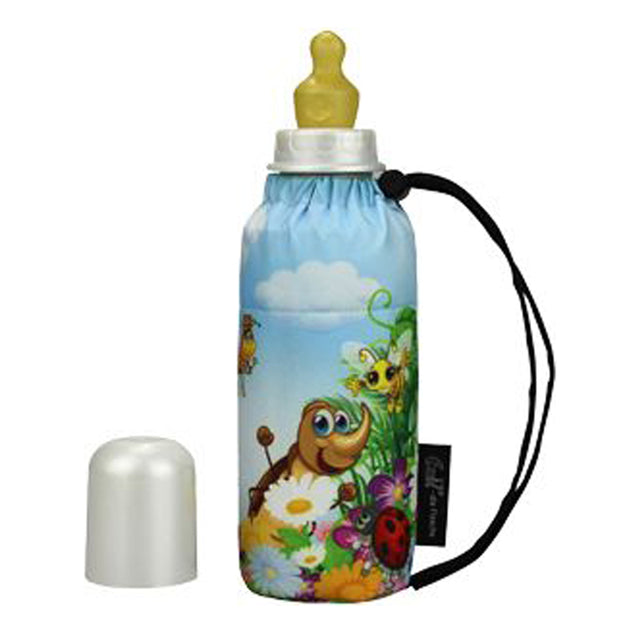Emil Babyflasche aus Glas 250 ml – Komplettset mit Polyester-Überzug im Design Beetles