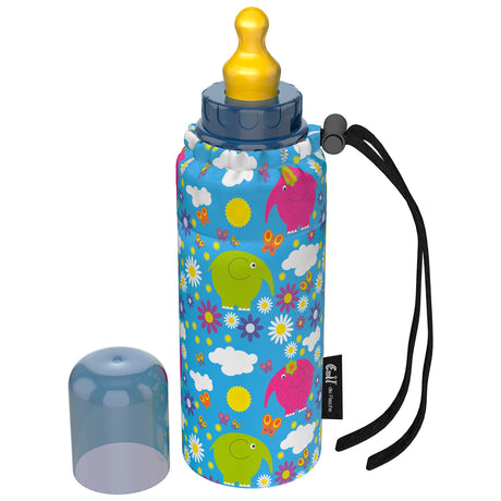 Emil Babyflasche aus Glas 250 ml – Komplettset mit Polyester-Überzug im Design Babyfanten