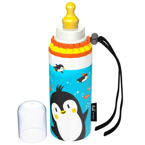 Emil Babyflasche aus Glas 250 ml – Komplettset mit Polyester-Überzug im Design Pipo Pinguin