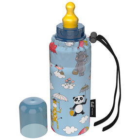 Emil Babyflasche aus Glas 250 ml – Komplettset mit Bio-Baumwoll-Überzug im Design Umbrellas