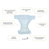 Pupus - Wiederverwendbare Stoffwindel für Erwachsene (mit Saugeinlage) - Weiß