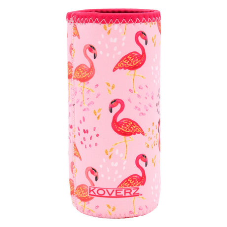Koverz Isolierhülle aus Neopren für 800-ml-Flaschen im Design Pink Flamingos, Ansicht von vorn