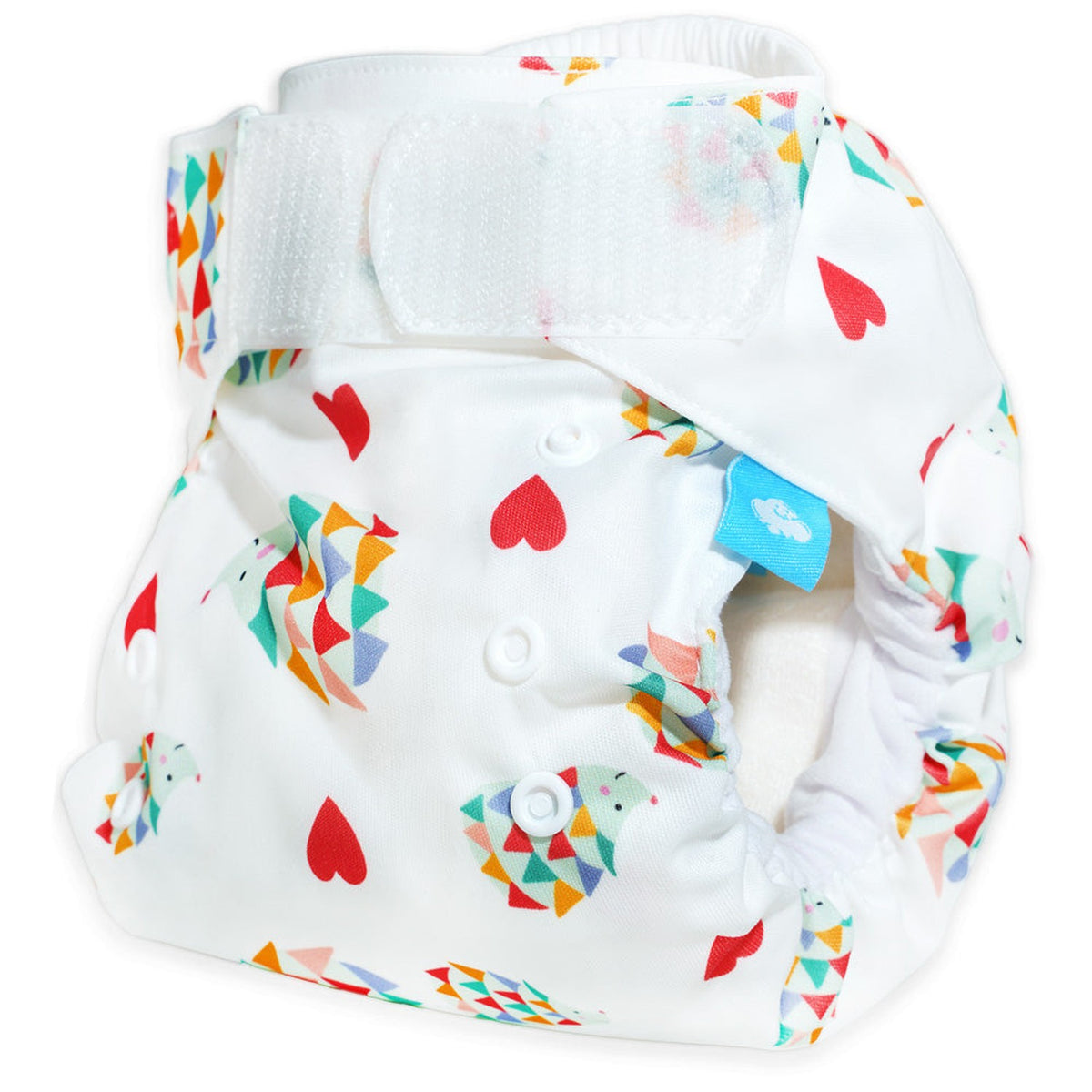 Little Clouds SuperCloud All-in-One-Windel im Design Igel schräg von der Seite mit Klettverschluss und Beinbündchen