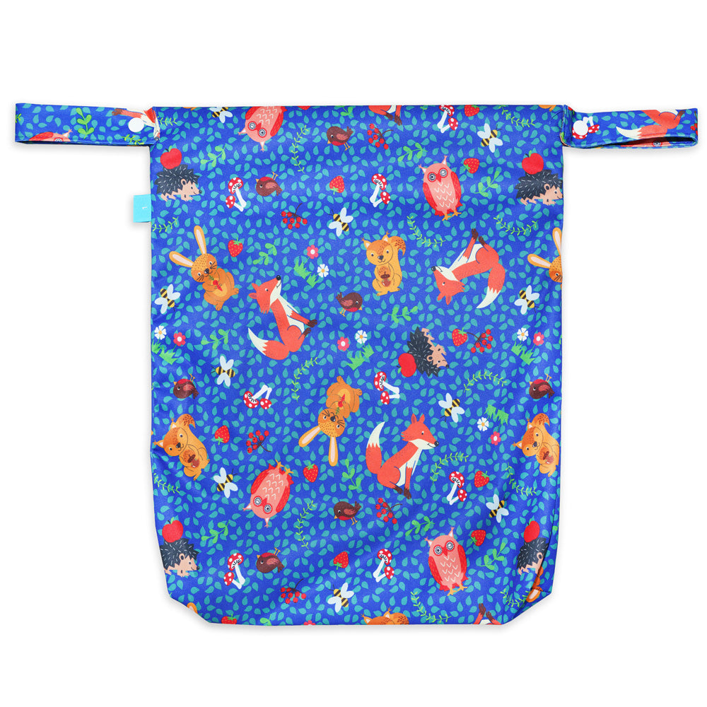 Little Clouds einfache Nasstasche (Wetbag) Größe L im Design Waldtiere von hinten