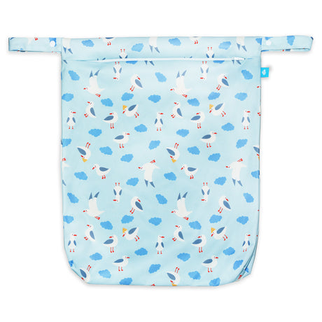 Little Clouds einfache Nasstasche (Wetbag) Größe M im Design Möwen von vorn mit Reißverschluss und Druckknopf-Schlaufe