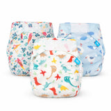 Little Clouds SuperCloud AIO Sparpaket One Size: drei All-in-One-Windeln in verschiedenen Designs auf weißem Grund