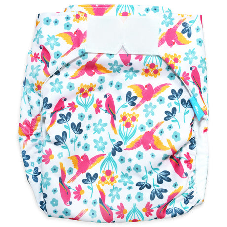 Little Clouds SwimCloud Schwimmwindel Größe 1 im Design Papageien von vorn mit Klettverschluss