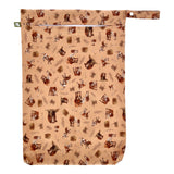 Little Lamb Hanging Nappy Pail XL im Design I love moo mit Kälbchen auf Pfirsich, von vorn mit Reißverschluss und Schlaufe
