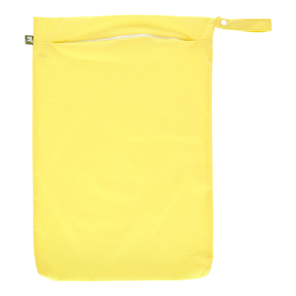 Little Lamb Hanging Nappy Pail XL im Design Primrose (Gelb), von vorn mit Reißverschluss und Schlaufe