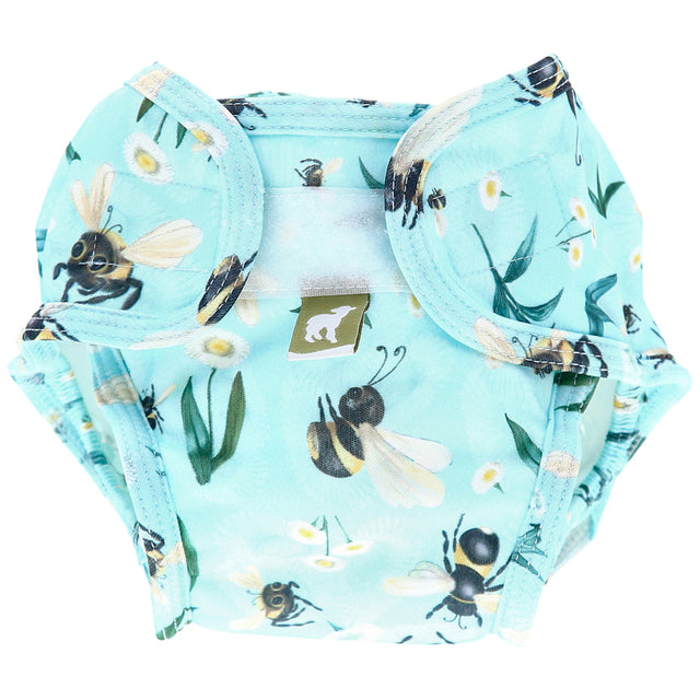 Little Lamb waschbare Schwimmwindel im Design Bumble Bee Blues mit Hummeln auf Türkis, mit seitlichem Klettverschluss