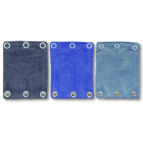 Milchmädchen Bodyverlängerung (Bodyerweiterung) 3er-Set in 3 Druckknopfgrößen im Design Jeans