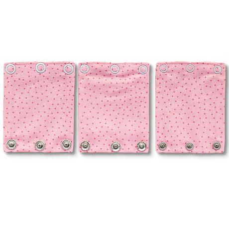 Milchmädchen Bodyverlängerung (Bodyerweiterung) 3er-Set in 3 Druckknopfgrößen im Design Pünktchen (Rosa)