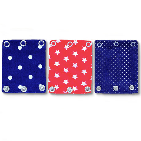 Milchmädchen Bodyverlängerung (Bodyerweiterung) 3er-Set in 3 Druckknopfgrößen im Design Stars & Dots
