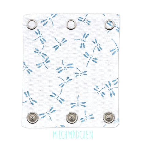 Milchmädchen Bodyverlängerung (Bodyerweiterung) einzeln im Design Libelle Blau – Größe 2 (Druckknopf Ø 9,1 mm)