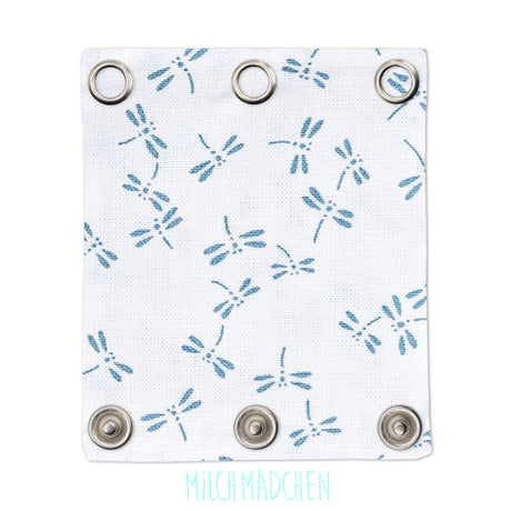 Milchmädchen Bodyverlängerung (Bodyerweiterung) einzeln im Design Libelle Blau – Größe 3 (Druckknopf Ø 9,7 mm)