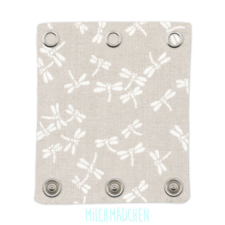 Milchmädchen Bodyverlängerung (Bodyerweiterung) einzeln im Design Libelle Grau – Größe 2 (Druckknopf Ø 9,1 mm)