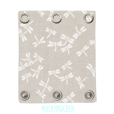 Milchmädchen Bodyverlängerung (Bodyerweiterung) einzeln im Design Libelle Grau – Größe 3 (Druckknopf Ø 9,7 mm)