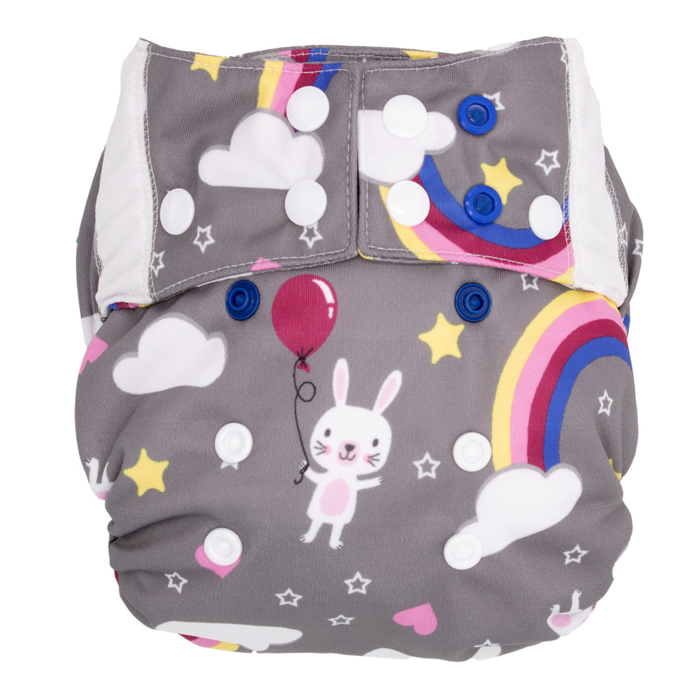 Mommy Mouse Pocketwindel One Size (4–16 kg) im Design Cloudlet von vorn, mit Druckknöpfen