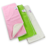 Petit Lulu Luxus-Prefolds im 3er-Set für Mädchen: rosa, grün und naturweiß mit umgeschlagener Ecke