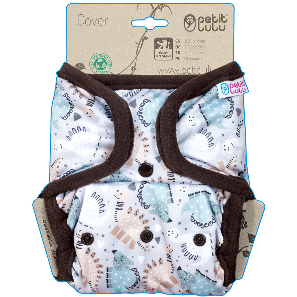 Petit Lulu SIO-Überhose mit Druckknöpfen im Design Dinos Friendship, Dinos in Hellblau und Grau