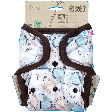 Petit Lulu SIO-Überhose mit Druckknöpfen im Design Dinos Friendship, Dinos in Hellblau und Grau