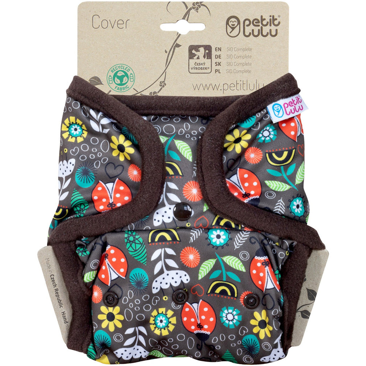Petit Lulu SIO-Überhose mit Druckknöpfen im Design Ladybugs Fair an der Verpackungskarte
