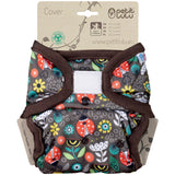 Petit Lulu SIO-Überhose mit Klettverschluss im Design Ladybugs Fair, Marienkäfer und Blumen, braune Bündchen