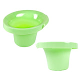 Zwei Popolini Potty W-free Abhaltetöpfchen in Grün, von vorn und von der Seite