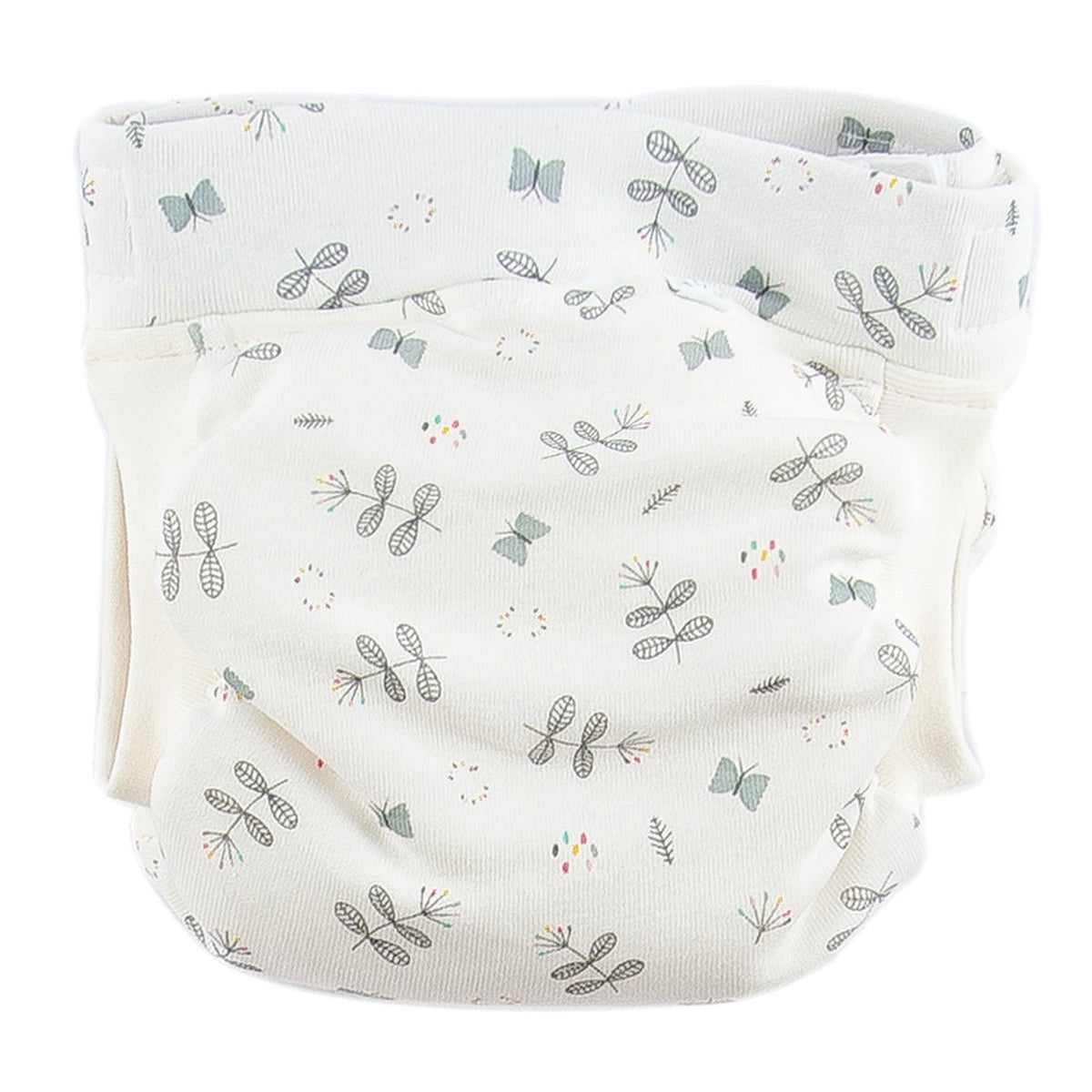 Popolini EasyFree Abhaltewindel aus Bio-Baumwolle Feinripp im Design Papillon mit Schmetterlingen