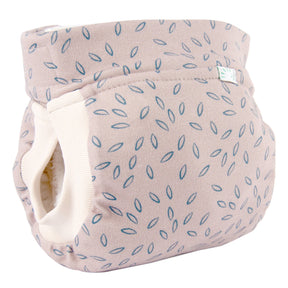Popolini EasyFree Abhaltewindel aus Bio-Baumwolle Interlock im Design Beige Leaves, rosa mit Blättern