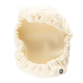 Popolini EasyFree Pouch aus gewalkter Merinowolle in Ecru, Innenwindel mit Gummizug und Druckknopf
