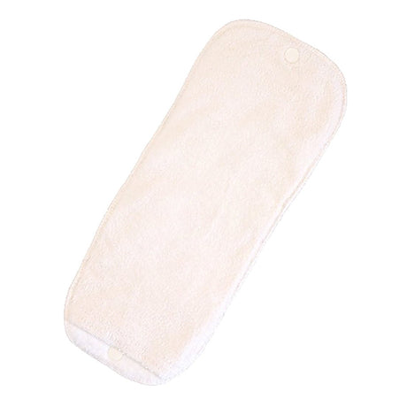 Eine Popolini EasyFree Saugeinlage von oben, weiche Frotteeoberfläche mit Druckknopf zum Befestigen