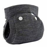 Popolini EasyFree Wool Hybridwindel aus Wollwalk in Anthrazit Mélange mit Druckknöpfen