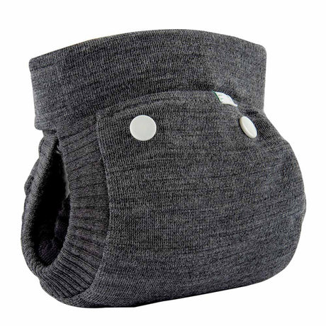 Popolini EasyFree Wool Hybridwindel aus Wollwalk in Anthrazit Mélange mit Druckknöpfen