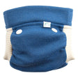 Popolini EasyFree Wool Hybridwindel aus Wollwalk in Mittelblau mit Druckknöpfen, Ansicht von vorn