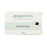 Verpackung der Popolini Lanolin Soap 100 g, weißer Karton mit Schaf-Logo