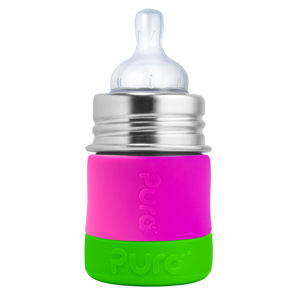 Anwendungsbeispiel: Pura Kiki Bumper (Bodenschutz) aus Silikon, 1 Stück – an einer Flasche